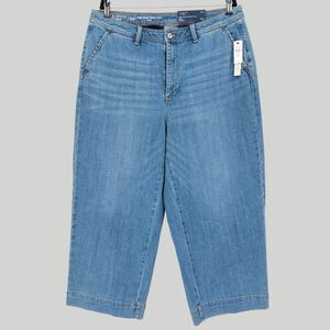 Talbots Crop Jeans Womens Sz 16W High Waist Wide Cruvy Capri $99 Casual Chic